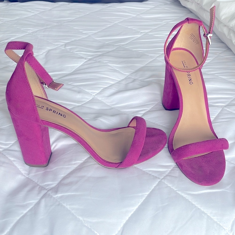 Pink/purple block heel sandals